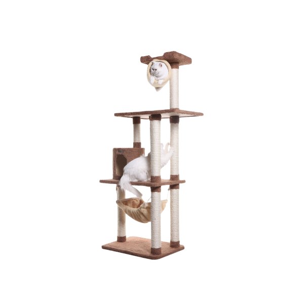 Armarkat 70-In Hammock, Rope Swing And Tunnel Real Wood Cat Tree, Tan | PetSmart