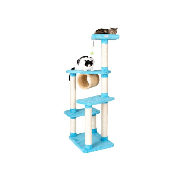 Armarkat 61-In Premium Faux Fleece Real Wood Cat Play Furniture Tree, Sky Blue | PetSmart