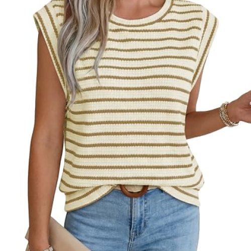 Sleeveless Sweater Vest Striped
