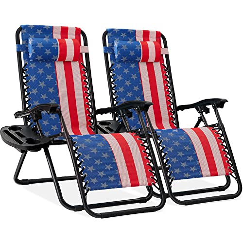 2 Adjustable Steel Mesh Zero Gravity Lounge Chair Recliners