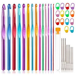 14 Sizes Crochet Hooks Set 2.0–10.0mm, Ergonomic