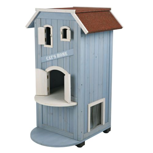 Trixie 3-Story Outdoor Cat House in Blue | PetSmart