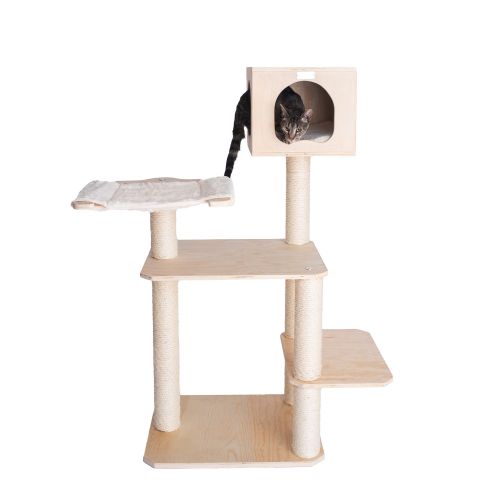 Armarkat 50-In Premium Scots Pine Real Wood Condo And Cat Tree, Tan | PetSmart