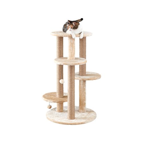 Two By The Fir 36-In Faux-Fleece Cat Tree, Beige | PetSmart