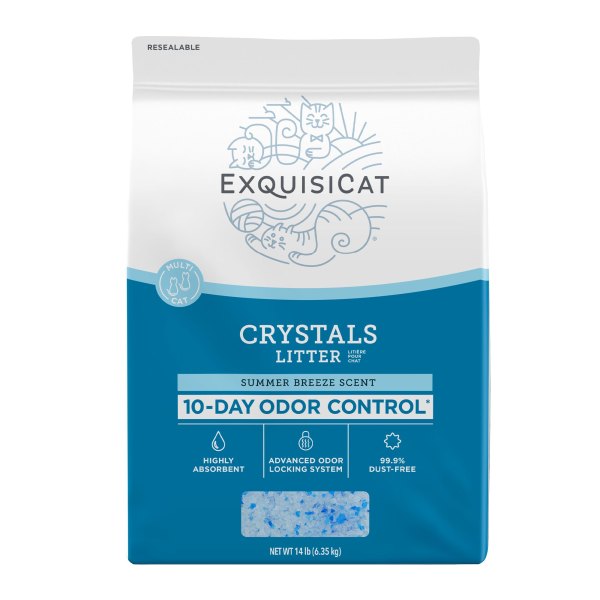 Exquisicat Litter Crystals Multi-Cat Silica Cat - Summer Breeze Scented, Low Dust, Size: 14 lb | PetSmart