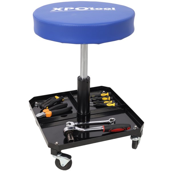 250 LBS Rolling Pneumatic Creeper Garage Adjustable Mechanic Stool with Tool Tray Storage