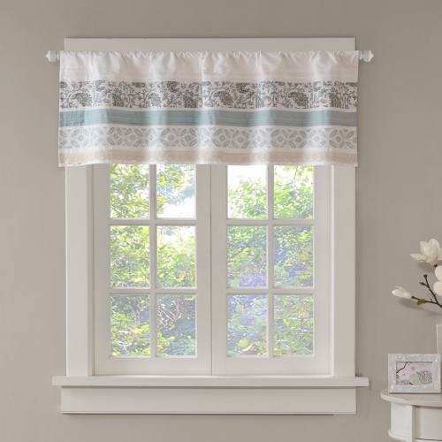 LOVMOR Printed Pieced Rod Pocket Valance Aqua 50×18 one_size | SF-X-B03598350