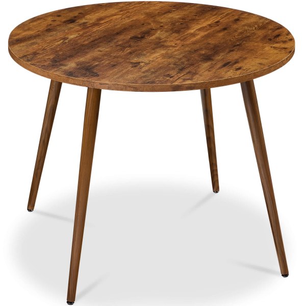 Best Choice Products Round Mid-Century Modern 35.5in Dining Table Dinette for Home or Kitchen w/Wood Finish Steel Legs