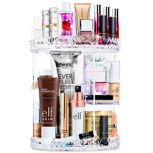 SORBUS 360 Rotating Makeup Organizer Spinning cosmetics organizer Adjustable Shelves for Make Up Perfume and more one_size in Clear | 192405000553