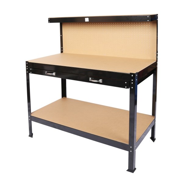 Boyel Living 45.3-Inch Steel/MDF Garage Workbench With Drawer Pegboard 300 LBS Capacity one_size in Black | BL-GH-28009