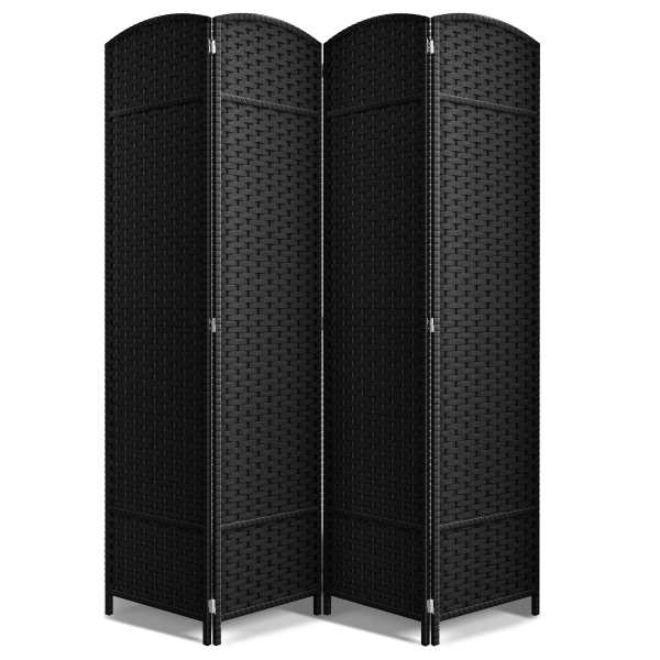 SORBUS 4 Panel Room Divider Panel Extra Wide Double Hinged Panels Folding Privacy Screens one_size in Black | 192405352881