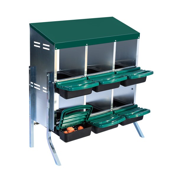 Garvee Chicken Nesting Box 6 Hole 2 Layer Hen Nest Boxes Roll Away Eggs Laying Boxes Cleanable Pull Out Hen Roosting Boxes - Green 6 Hole With Legs