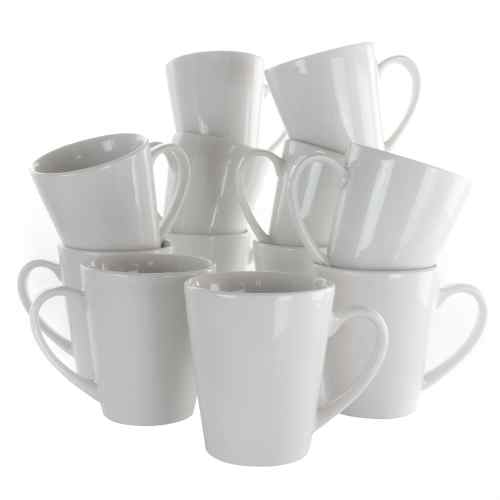 Elama Holt 12 Piece 10 Ounce Porcelain Mug Set in White one_size | 962114708M