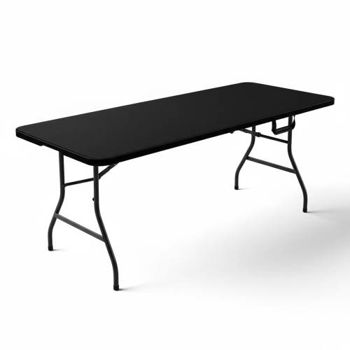 Baginizer Folding Table Heavy Duty Fold-in-half Plastic Adjustable Height Portable Utility Tables Steel Indoor Outdoor Picnic Camping Dining Party