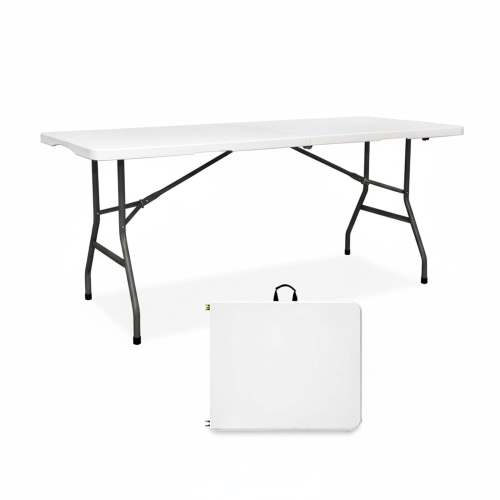 Baginizer 6ft Folding Table Plastic HDPE Foldable Portable Heavy Duty Fold-in-half Utility for Working Meeting Parties Picnic Camping Weddings