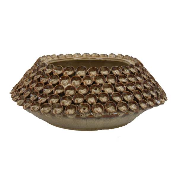 Benzara Rysa 5.25 in. Glossy Brown Ceramic Round Decorative Vase one_size | BM331070