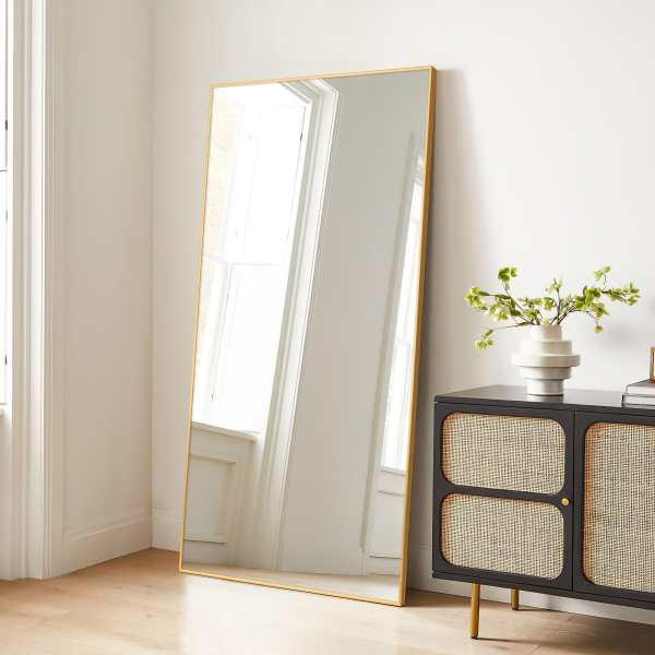 Feronia 34 x 71 Bathroom Vanity Mirror, Gold
