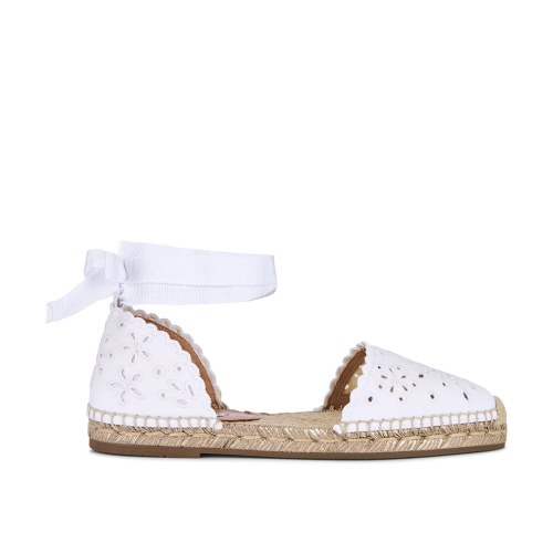 Aquazzura Broderie Espadrille Flat in White
