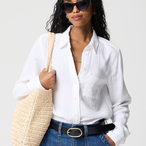 Short-sleeve gauze shirt