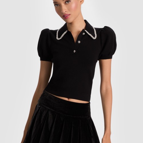 alice olivia RAMONA EMBELLISHED POLO