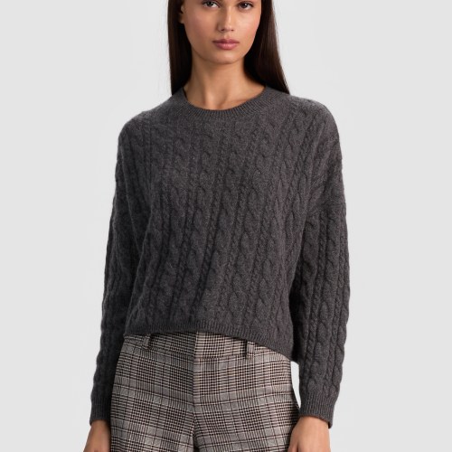 alice olivia CAROLANN CASHMERE SHRUNKEN PULLOVER