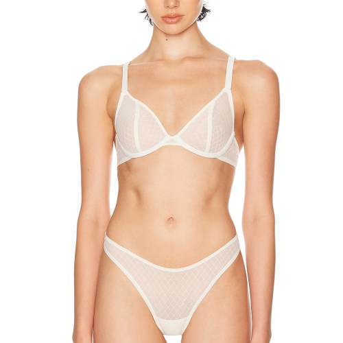CUUP Trellis Lace Plunge Bra in White