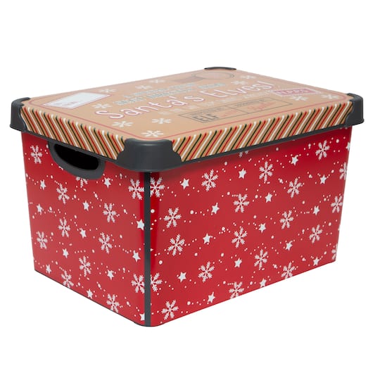 Simplify Santas Elves Storage Tote Bin in Red | 15.4 x 11.4 x 9.25 | Michaels