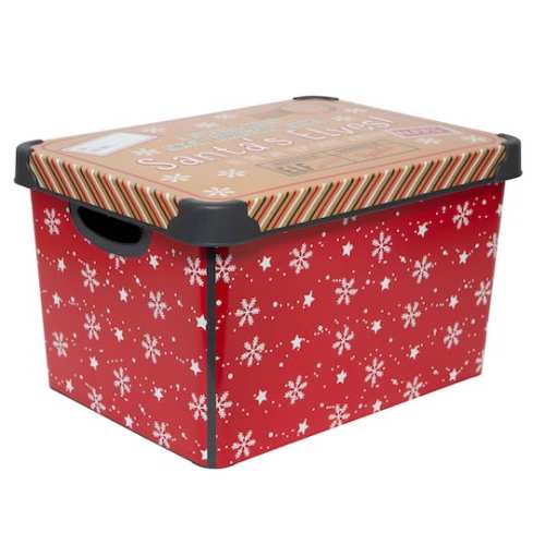Simplify Santas Elves Storage Tote Bin in Red | 15.4 x 11.4 x 9.25 | Michaels