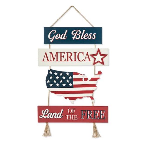 Glitzhome 21 Patriotic American Sign Door Hanger | 13.25 x 0.75 x 20.75 | Michaels