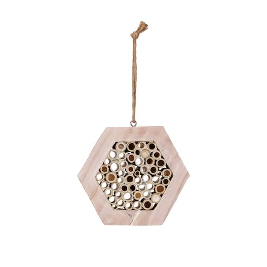 Hello Honey 10 Natural Paulownia Wood & Bamboo Hexagon-Shaped Insect House with Jute Hanger | Michaels