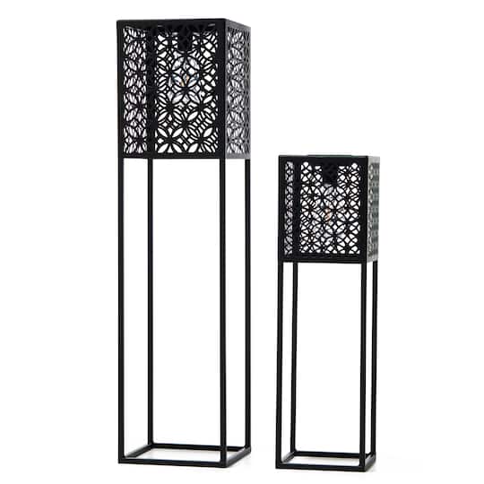 Glitzhome Black Metal Solar Powered Outdoor Set | Michaels