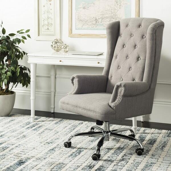 Safavieh Ian Tufted Swivel Office Chair, Gray/Chrome