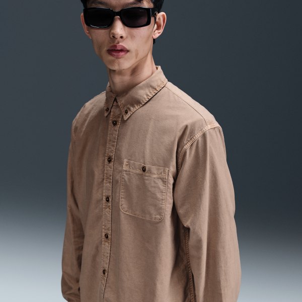 Nike Mens Life Oxford Shirt in Brown | HJ7270-200