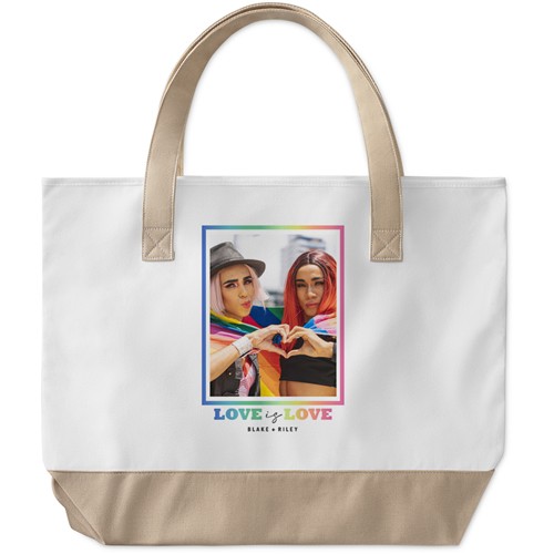 Large Personalized Tote Bags: Border | 22×17.5 | Sand | White | Shutterfly