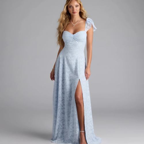 Vittoria Flutter Sleeve A-Line Chiffon Formal Dress