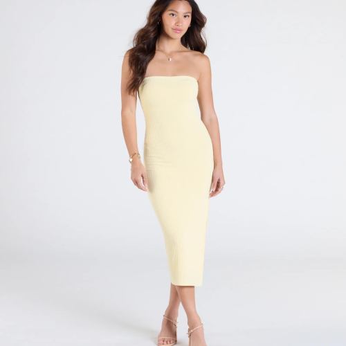 Smooth Talker Strapless Bodycon Midi Dress