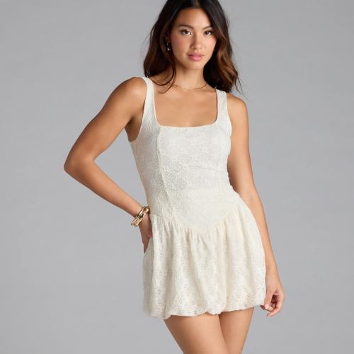 Gorgeous Energy Lace Skort Bubble Romper