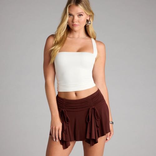 Serving Moves Ruched Hanky Hem Mini Skort