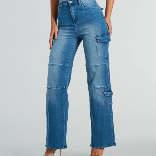 Cool Captured High Rise Cargo Denim Jeans