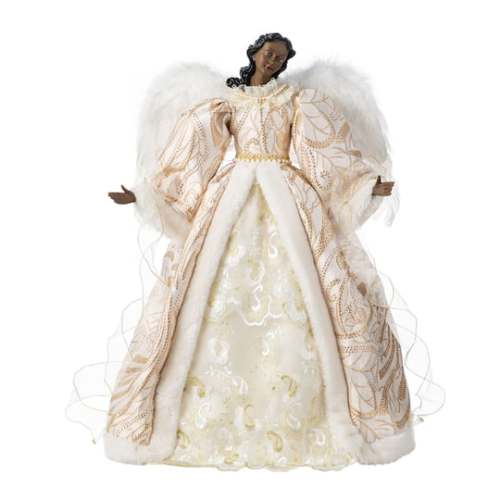 Glitzhome Faux Fur PVC Christmas Elegant Angel Tree Topper in Gold | x x | Michaels