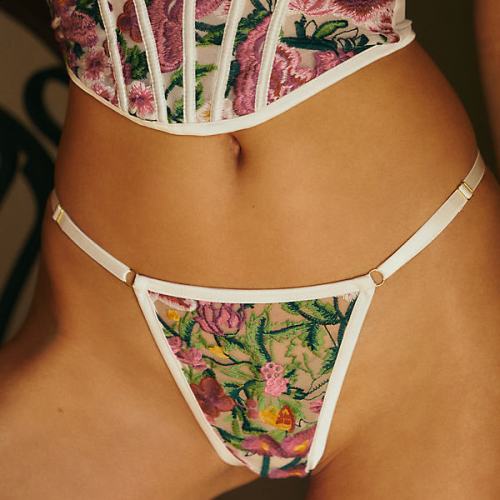 Sweetheart Floral Mesh G-String Thong