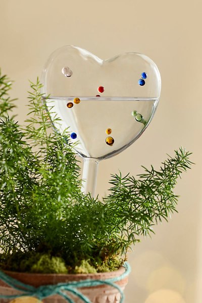 Confetti Glass Heart Watering Globes, Set of 2