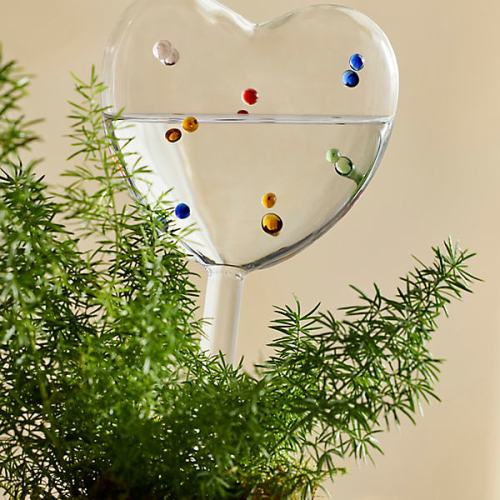 Confetti Glass Heart Watering Globes, Set of 2