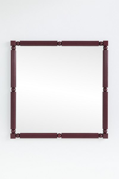 Benedicta Wood Bead Large Square Wall Mirror