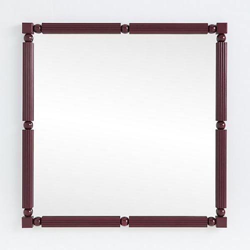 Benedicta Wood Bead Large Square Wall Mirror
