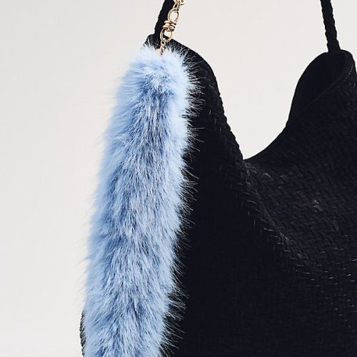 Faux Fur Beaded Bag Charm