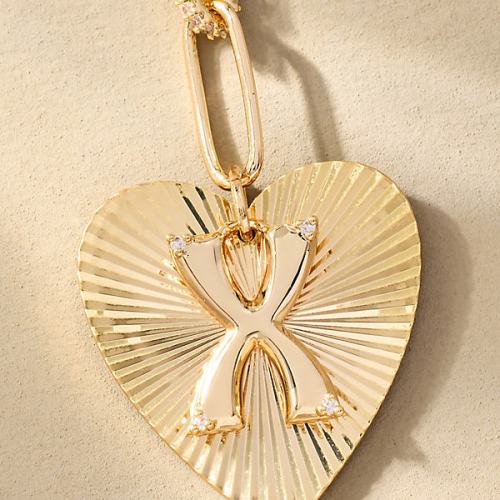 Fluted Heart Pendant Monogram Necklace