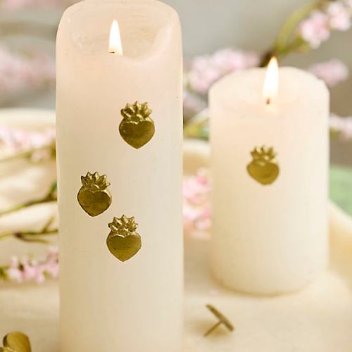 Heart Medallion Candle Pins, Set of 8