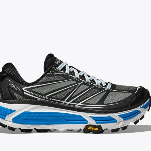 HOKA Mafate Speed 2 Shoes in Black/Castlerock, Size M 7/W 8