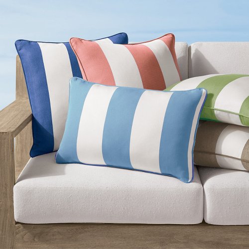 Resort Stripe Indoor/Outdoor Pillow Square, Resort Stripe Square, 17 x 17 Square, Frontgate